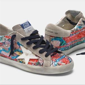 Golden Goose Sequin Superstar Sneakers in Multi-White | Size 39